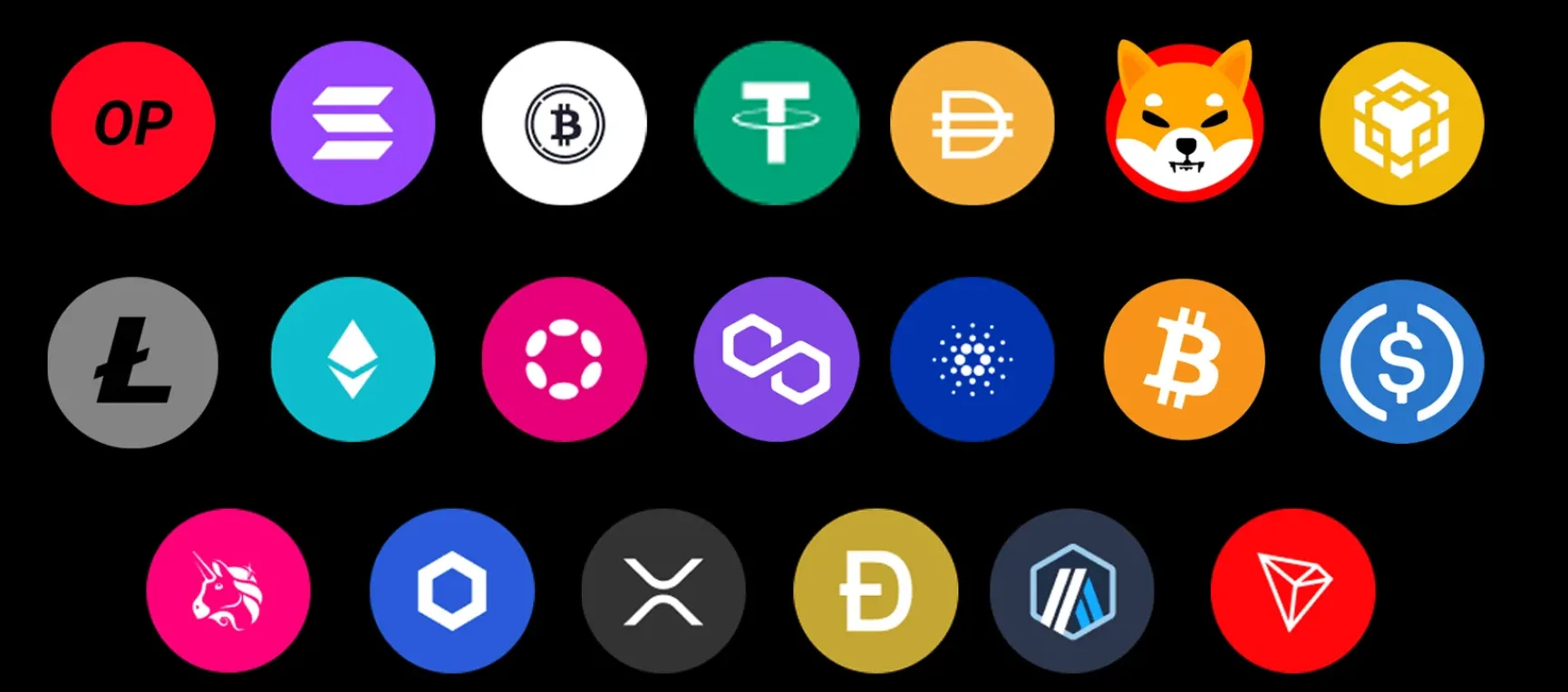 Ledger 支持的部分数字资产图标